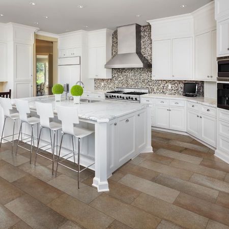 quartz countertops in a bright kitchen